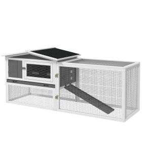 Rabbit Hutch 2-Story Bunny Cage, Guinea Pig Cage Indoor Outdoor, Small Animal House with Slide Out Tray, for Rabbits, Chickens, Ducks, 61.5" x 23" x