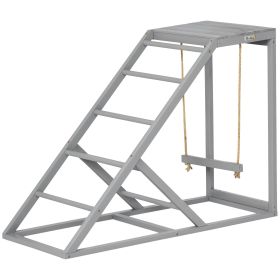 Chicken Activity Play for Healthy & Happy Animals, Swing Set with Chicken Perches & Hen Ladder, Chicken Coop Toy, Gray