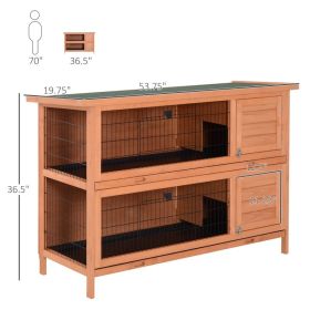2-Story Large Rabbit Hutch Bunny Cage Wooden Pet House Small Animal Habitat With Lockable Doors, No Leak Tray And Waterproof Roof For Rabbits, Chicken